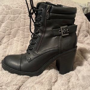 G by Guess Black Heeled Combat Boots